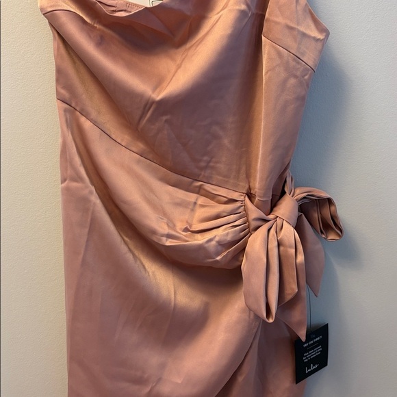NWT Lulus Meant To Be Together Dusty Pink Satin One-Shoulder Mini Dress Sz XS - Picture 6 of 9